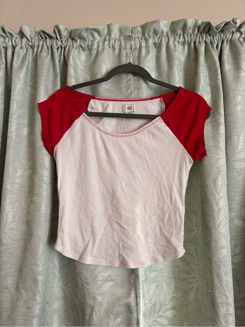 BDG White Tee with Red Cap Sleeves